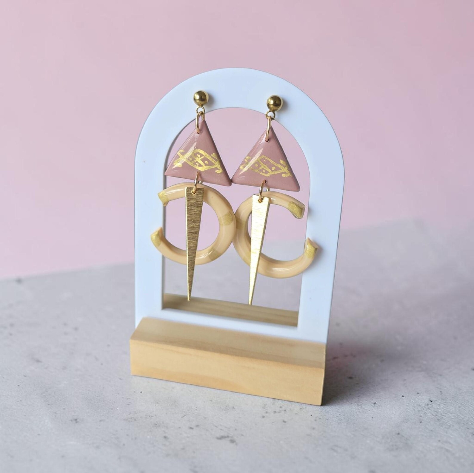 Amazigh TALA Vieux Pink Champagne Fibule Inspired Earrings
