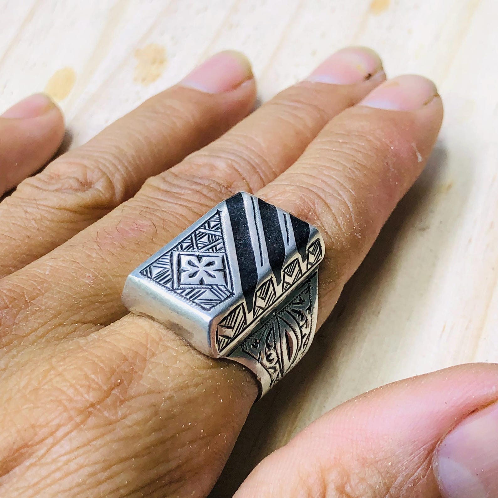Amazigh Gravure amazighe Ring Silver Tribal Touareg Berbère