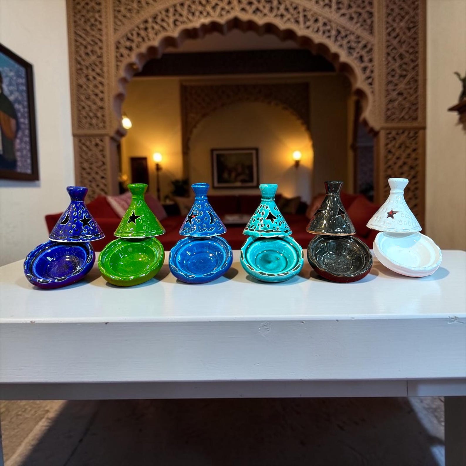 Berber Handmade Mini Ceramic Tealight Tagine Candle Holder
