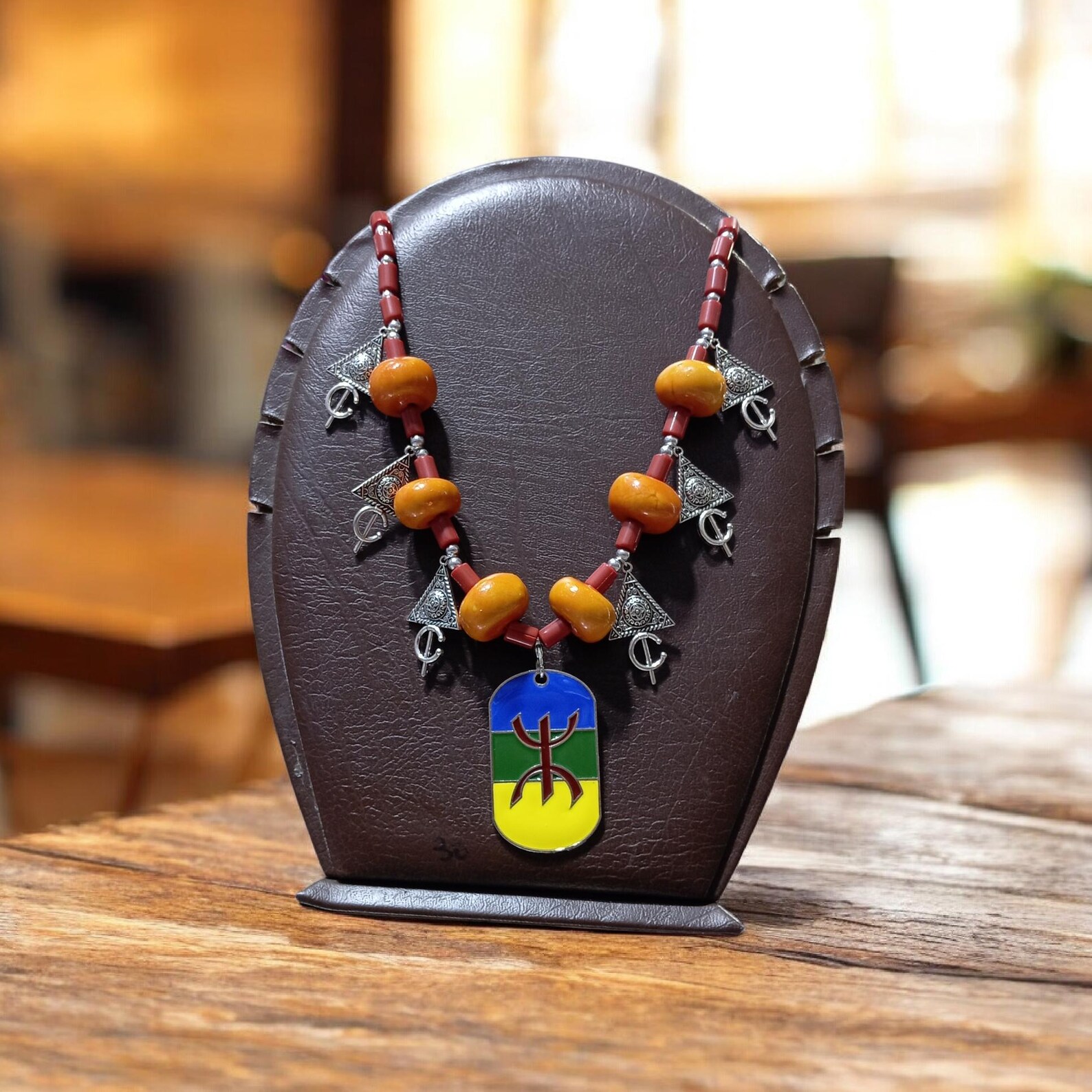 Handmade Amazigh Berber Tifinagh Yaz Symbol Lightweight Ethnic Necklace