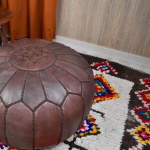 Berber Artisanal Leather Handmade Pouffe Delivered stuffed Pouf