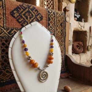 Berber Ethnic Spiral Horn Pendant Silver Plated Necklace