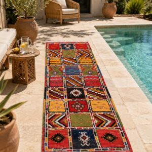 Amazigh Handmade Colorful Wool Runner Rug Hallway Carpet