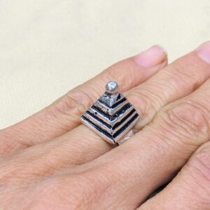 Handmade Amazigh Berber Solid Silver Geometric Pyramid Cone Ring