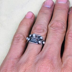 Handmade Amazigh Berber Solid Silver Geometric Pyramid Cone Ring