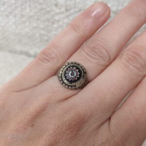 Amazigh Antique Silver Chevron Bead Ring Size 7