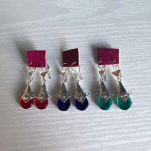 Amazigh Pure 925 Silver Tuareg Glass Silversmith Earrings