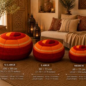 Berber Handmade Colorful Round Boho Floor Cushion Pouf
