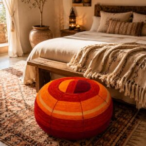 Berber Handmade Colorful Round Boho Floor Cushion Pouf