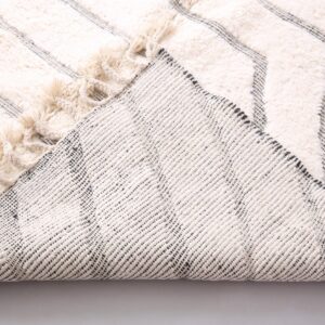 Berber Custom Design Wool Neutral Geometric Living Room Rug
