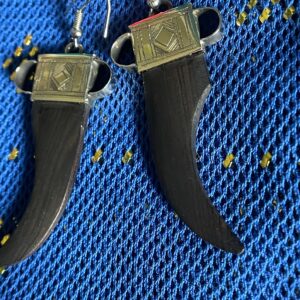 Amazigh Tuareg Silver and Mahogany Lightweight Engraved Earrings