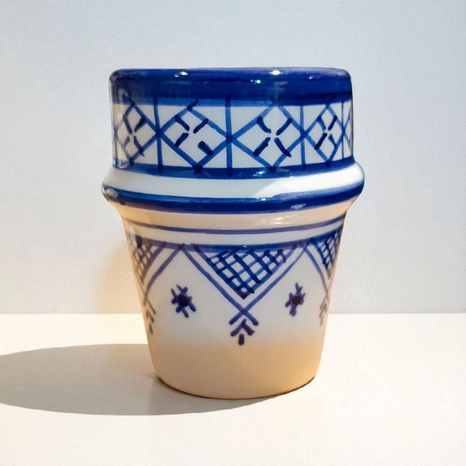 Berber Handmade Ceramic Cups Set Blue White Mug