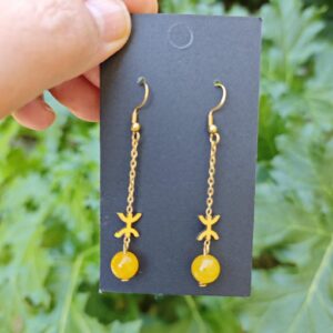 Amazigh Boucles d'oreilles YAZ tifinagh acier inoxydable avec pierres naturelles Adaptation moderne