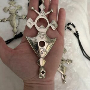 Amazigh HUGE Tuareg Tribal Silver Compass Cross Necklace