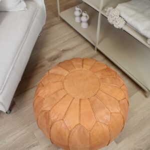 Berber Handmade XL Leather Ottoman Stuffed Floor Pouf