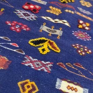 Berber Handmade Blue Camel Wool Tribal Carpet Rug