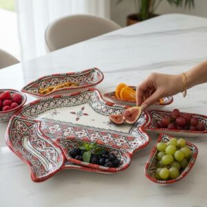 Amazigh Elegant Serving Set Pieces Handmade Ceramic Piece