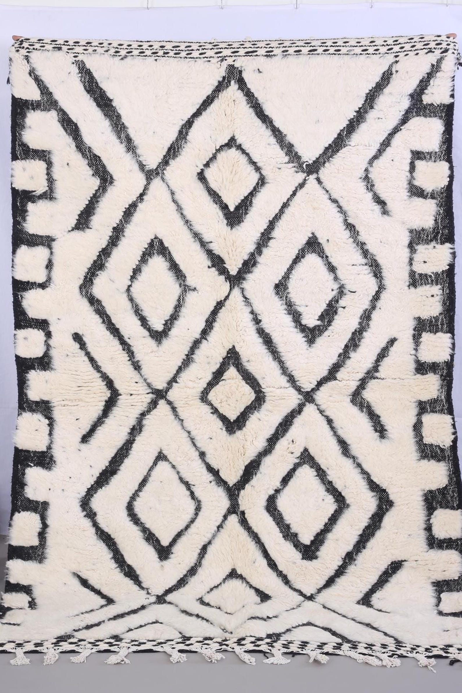 Custom Amazigh Berber Wool Neutral Living Room Geometric Handmade Rug