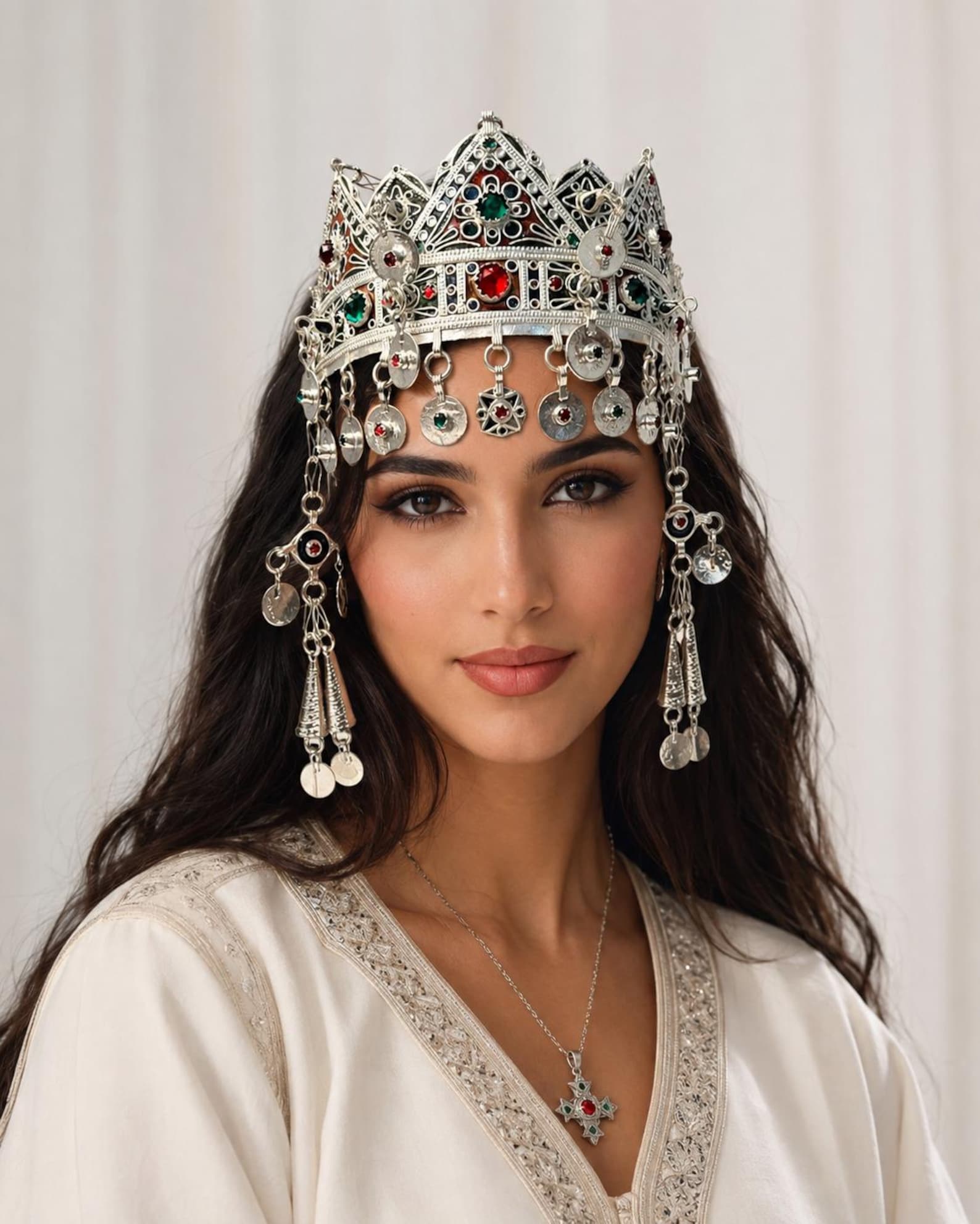 Berber Bridal Crown Wedding Headpiece Silver Tribal Headband