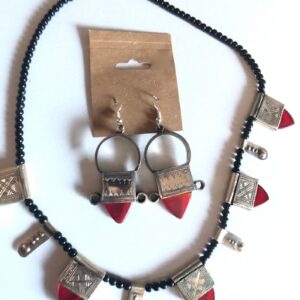 Amazigh Tuareg Ingal Fair Trade Niger Jewelry Set with Necklace Earrings