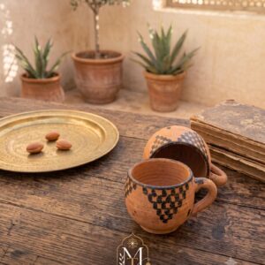 Berber Set of 2 Handmade Clay Cups with Traditional Decoration Mug