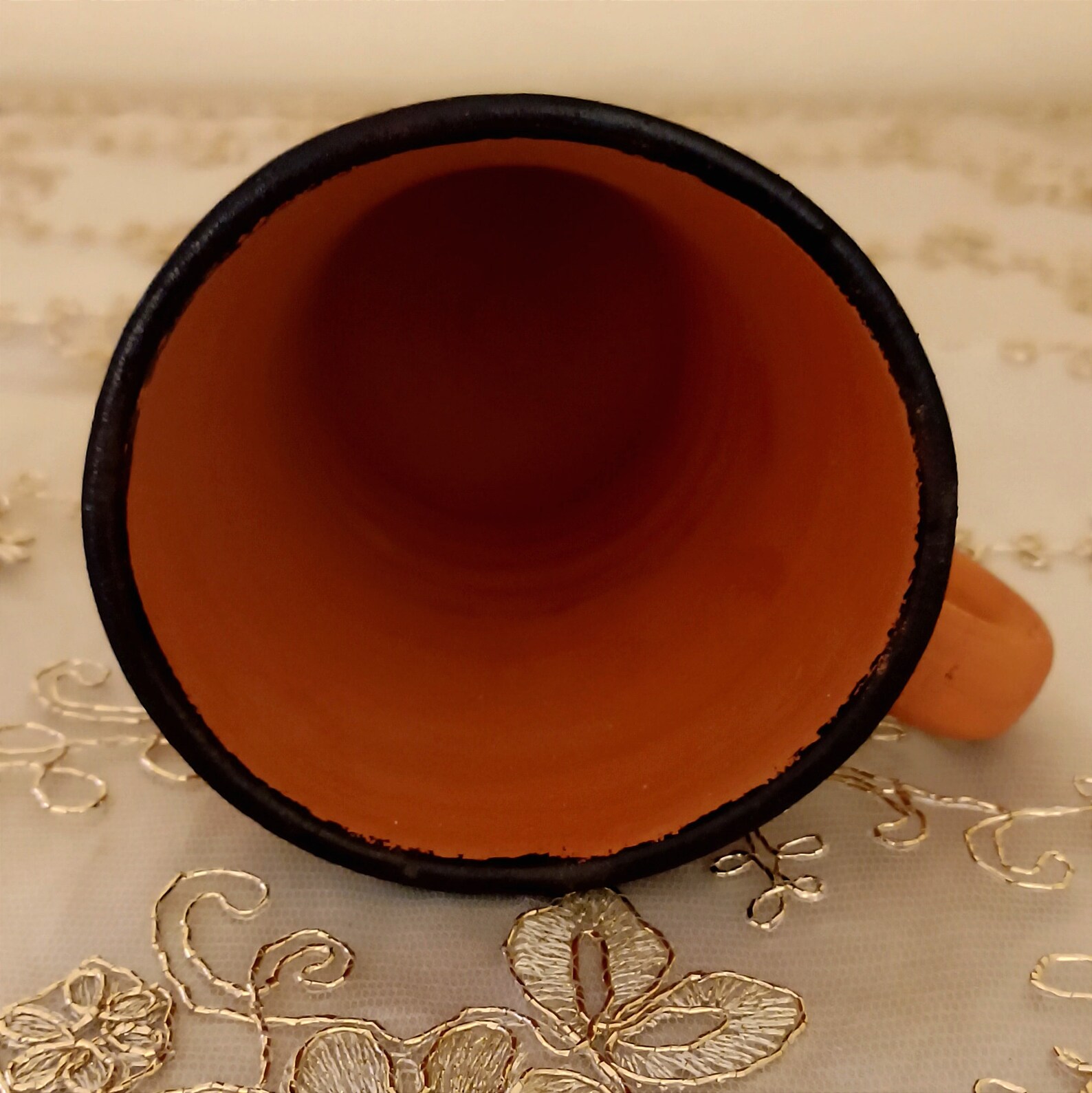 Amazigh Red Clay Ceramic Mug Traditional Kitchen Dining Cup