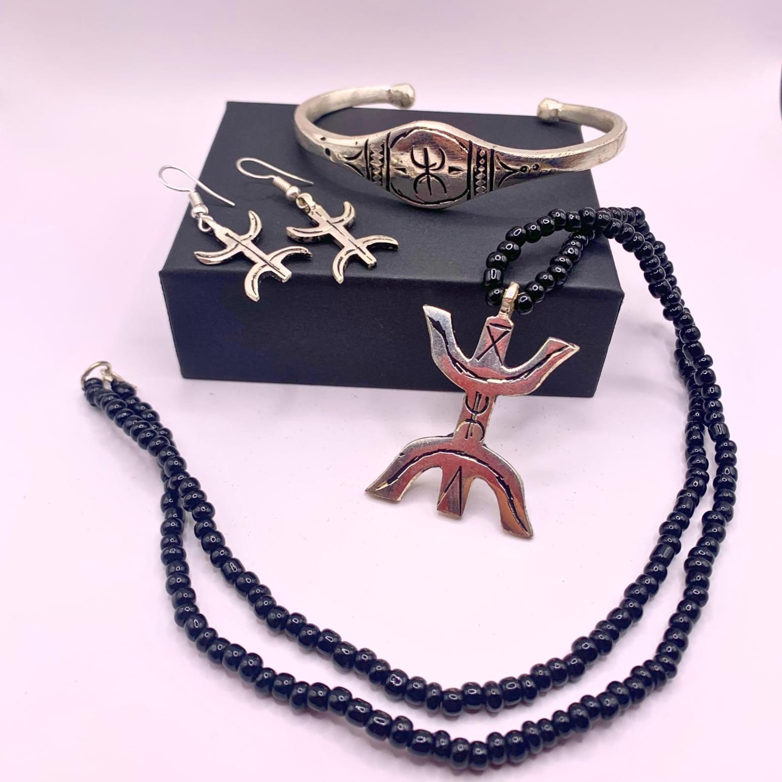 Amazigh Berber Tuareg Yaz Jewelry Set with Bracelet Necklace and Earrings
