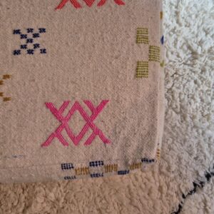 Berber Multicolor Wool Kilim Cover Square Floor Pouf