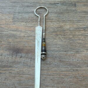 Berber Handmade Tuareg Engraved Amber Ebony Metal Bookmark