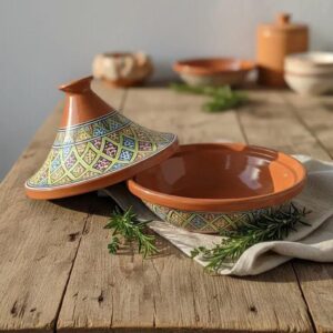 Amazigh Hand-Painted VillaVerde Flame-Proof Ceramic Cooking Tagine 30cm