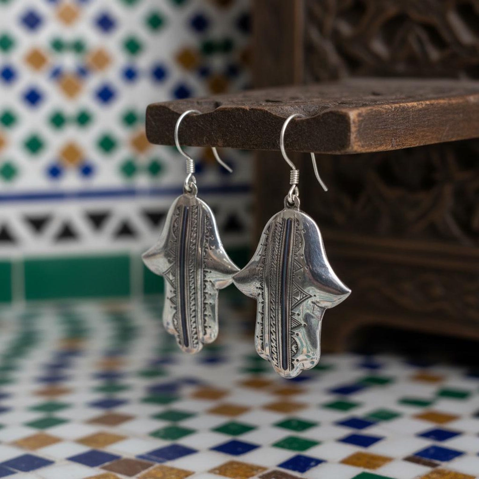 Berber Silver Hamsa Handmade Jewelry Khamsa Hand Earrings