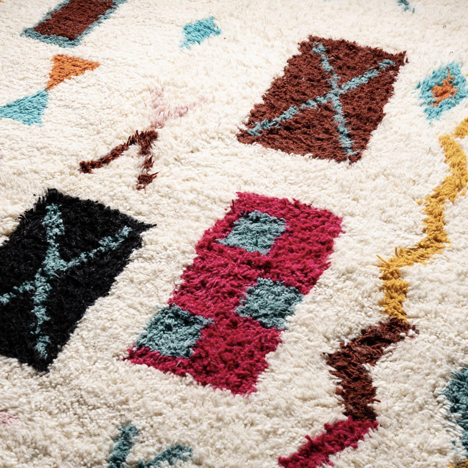 Berber Colorful Geometric Wool Handmade Area Tribal Rug