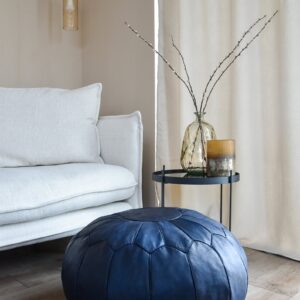 Amazigh Premium XL Scandinavian Leather Dark Blue Pouf