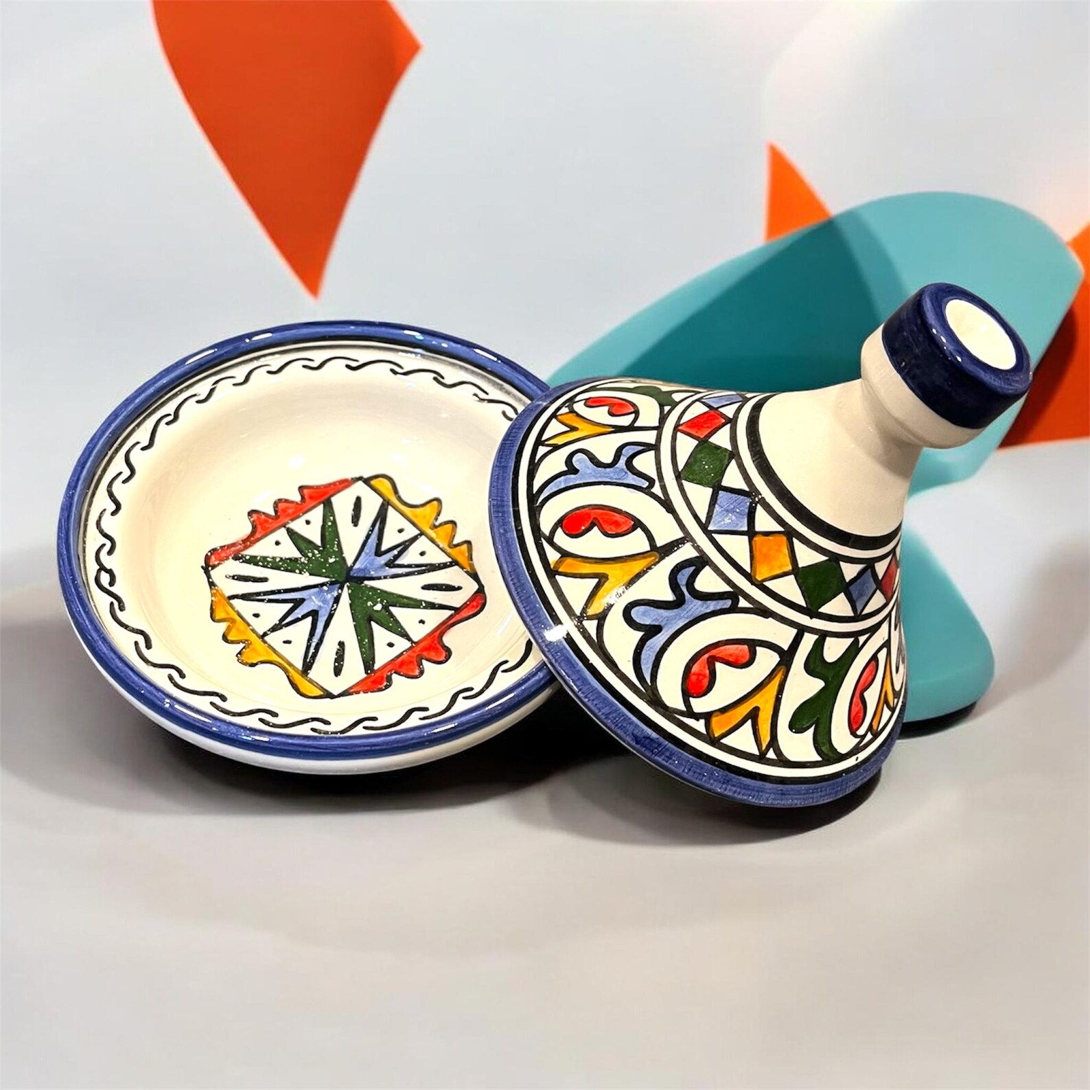 Berber Handmade Ceramic Mini Colorful Artisan Tagine 12cm