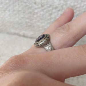 Amazigh Antique Silver Chevron Bead Ring Size 7