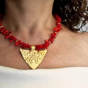 Amazigh Kabyle Red Coral Medallion Corail Necklace Jewelry