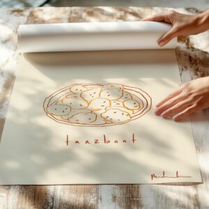 Amazigh Kabyle Tarzbant Print Hand-Drawn Food Art for Everyday Heritage Style Use