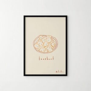 Amazigh Kabyle Tarzbant Print Hand-Drawn Food Art for Everyday Heritage Style Use