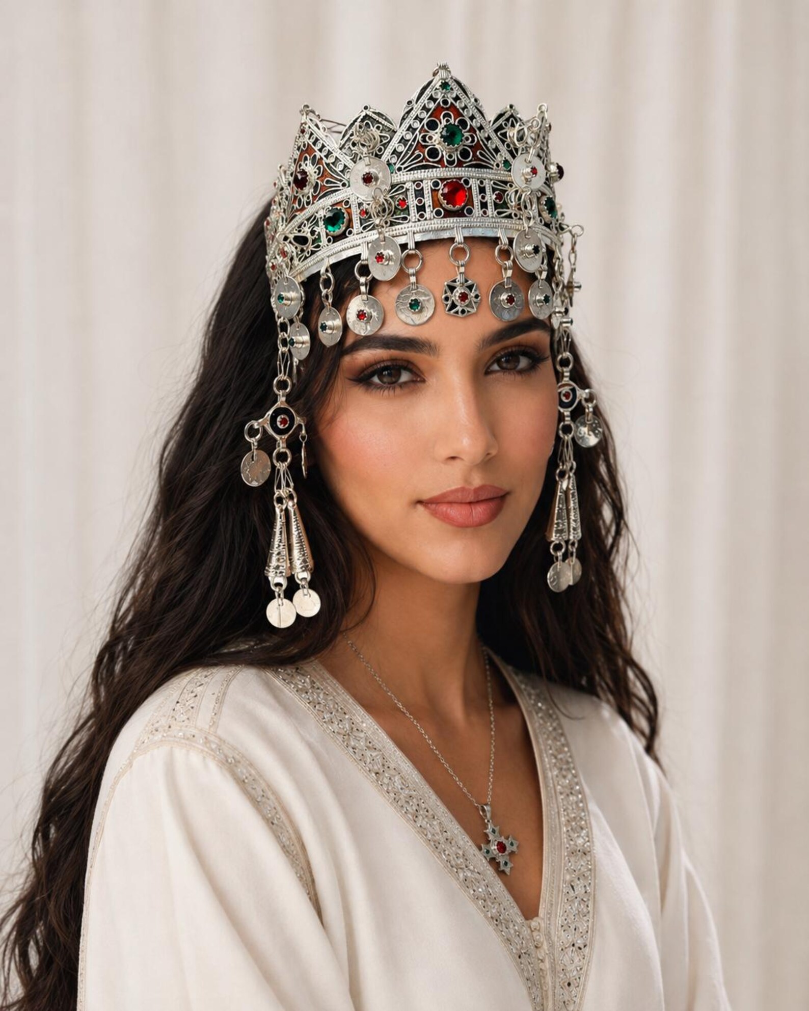 Berber Bridal Crown Wedding Headpiece Silver Tribal Headband