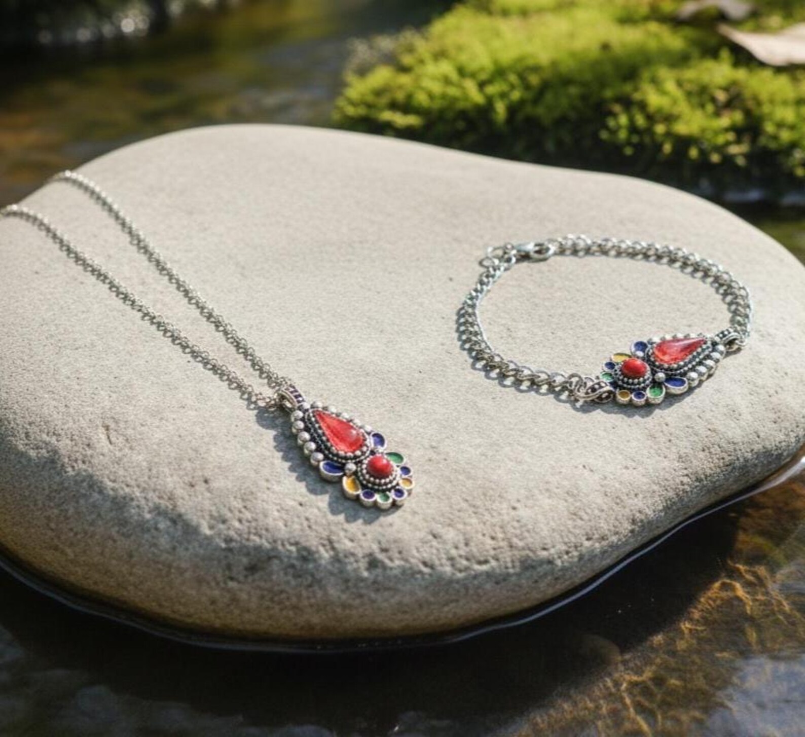 Amazigh Parure femme- kabyle berbère traditionnelle minimaliste avec une chaîne Parure ethnique