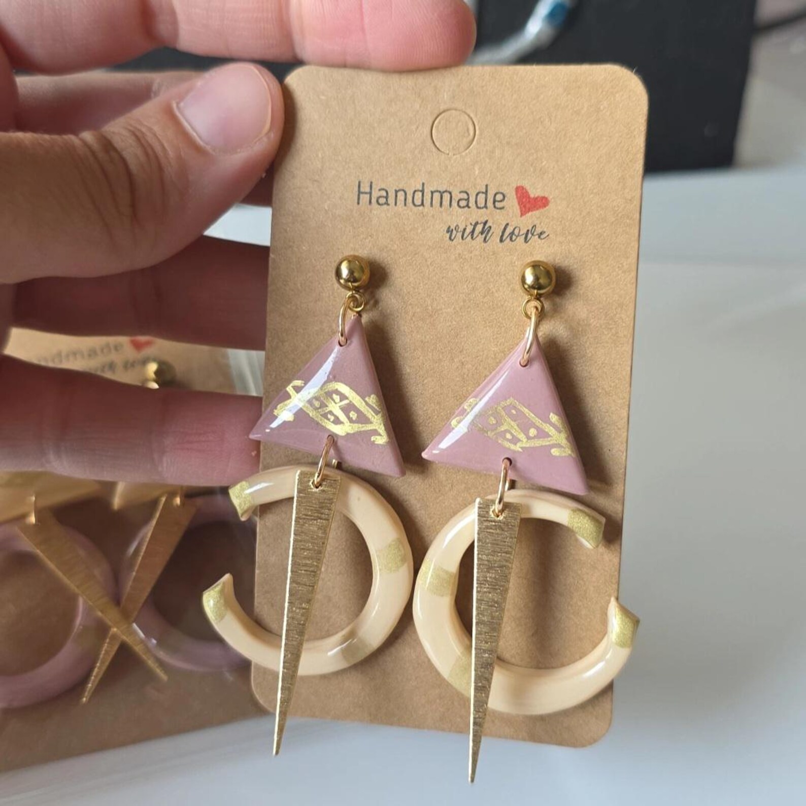 Amazigh TALA Vieux Pink Champagne Fibule Inspired Earrings
