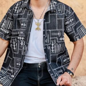 Berber Unisex Handmade Cotton Symbol Print Hand Shirt