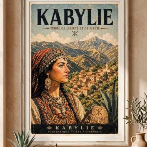 Vintage Kabyle Berber Travel Poster Amazigh Algeria Wall Art