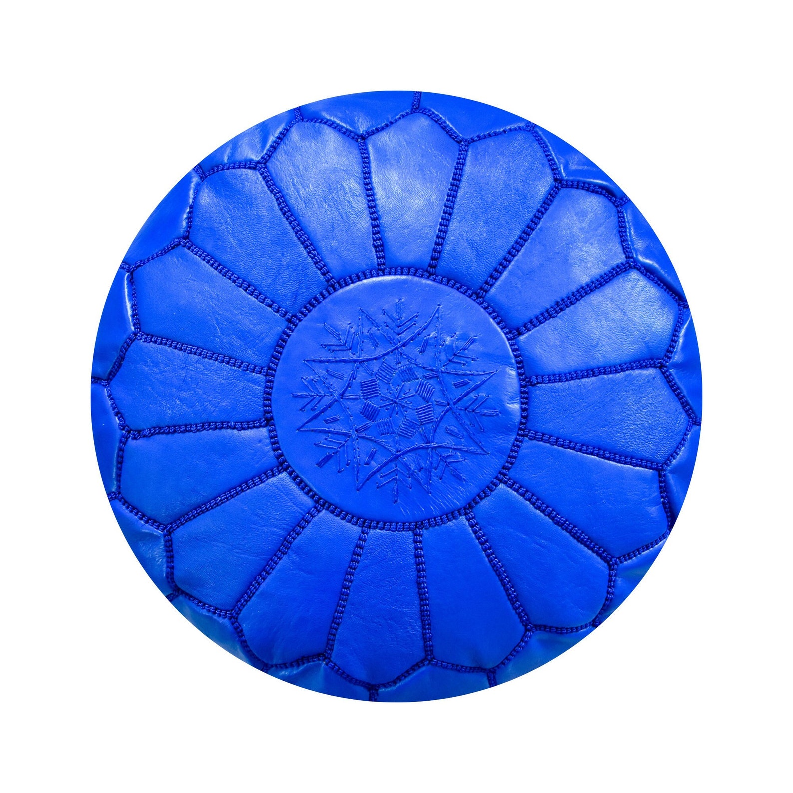 Amazigh Artisanal Leather Pouffe Handmade Delivered stuffed Pouf