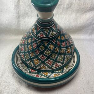 Amazigh handmade ceramic White Black tagine serving table