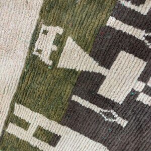 Berber Amazigh Beni Ourain Natural Wool Abstract Motif Rug