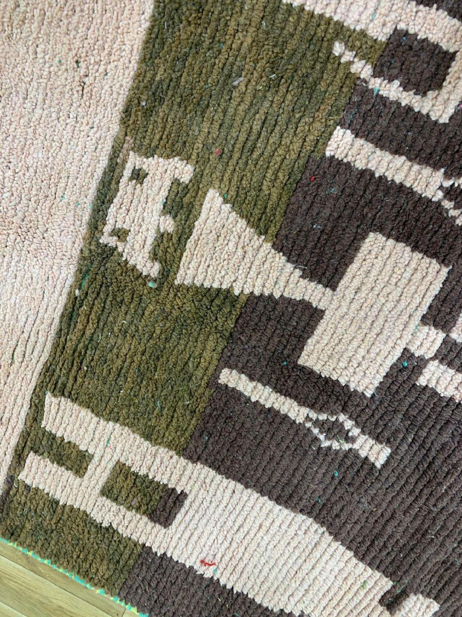 Berber Amazigh Beni Ourain Natural Wool Abstract Motif Rug