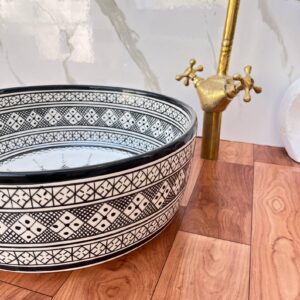 Amazigh Hand Painted Multiband Bathroom Sink Basin Ceramic Ring