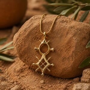 Berber Tuareg Brass Pendant Cross Spiritual Sahara Necklace