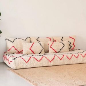 Pouf with Amazigh Wool Majlis Floor Sofa Covers and Pillowcases